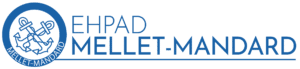 Logo de l'EHPAD Mellet-Mandard : un cercle bleu avec deux ancres croisées et le nom de l'établissement inscrit dessous.