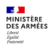 Logo officiel du Ministère des Armées français: Marianne tricolore, texte MINISTÈRE DES ARMÉES et la devise Liberté, Égalité, Fraternité.